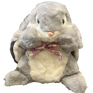 Vtg 1988 Chrisha Playful Plush Bunny Rabbit Gray White Floppy Ears Easter 16"